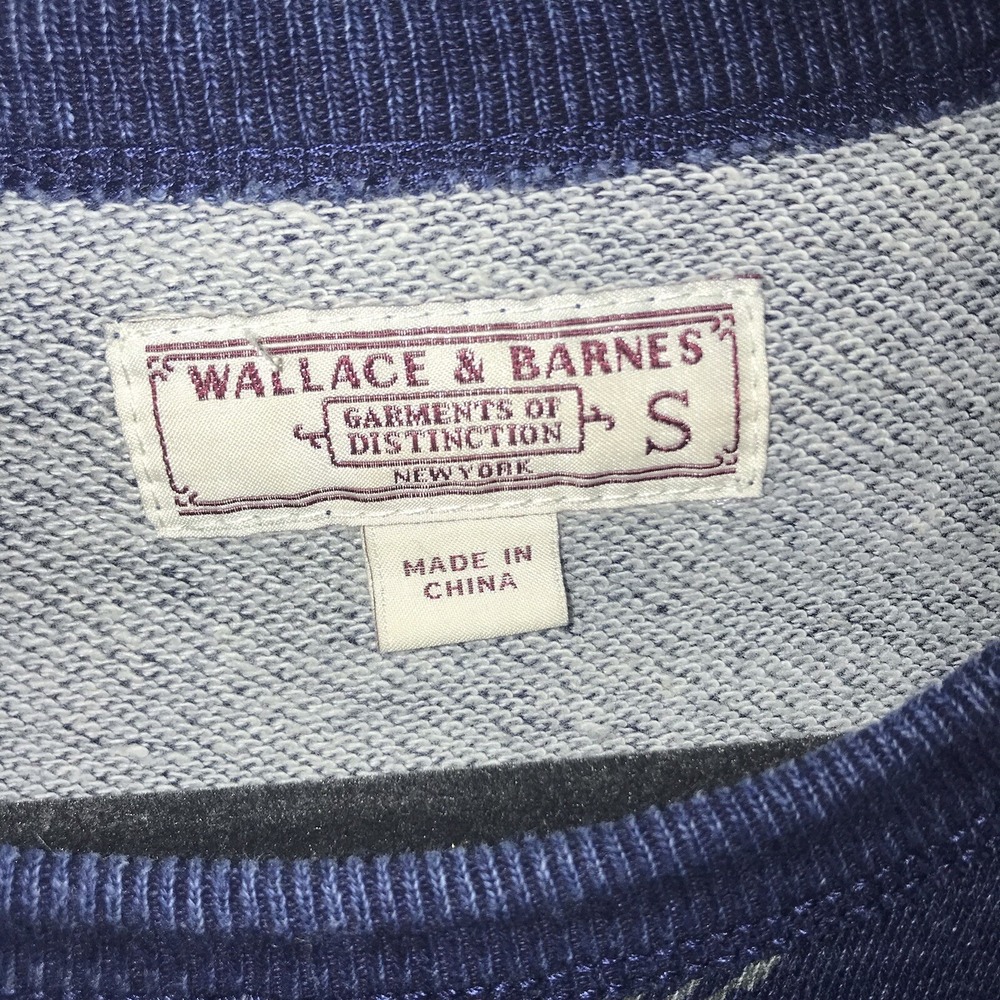Wallace & Barnes Terry Sweatshirt Blue Floral Crew Pullover‎ Sweater Mens Small - Picture 2 of 9